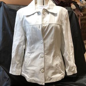 Vintage white genuine Leather jacket size large